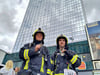 Christian Scholz (l.) und Dominik Ludwig sind dieses Hochhaus bis ganz nach oben gelaufen. 