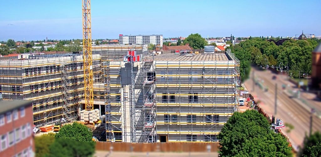 Der Rohbau des Herzzentrums. 2026 soll das Haus fertig sein.
