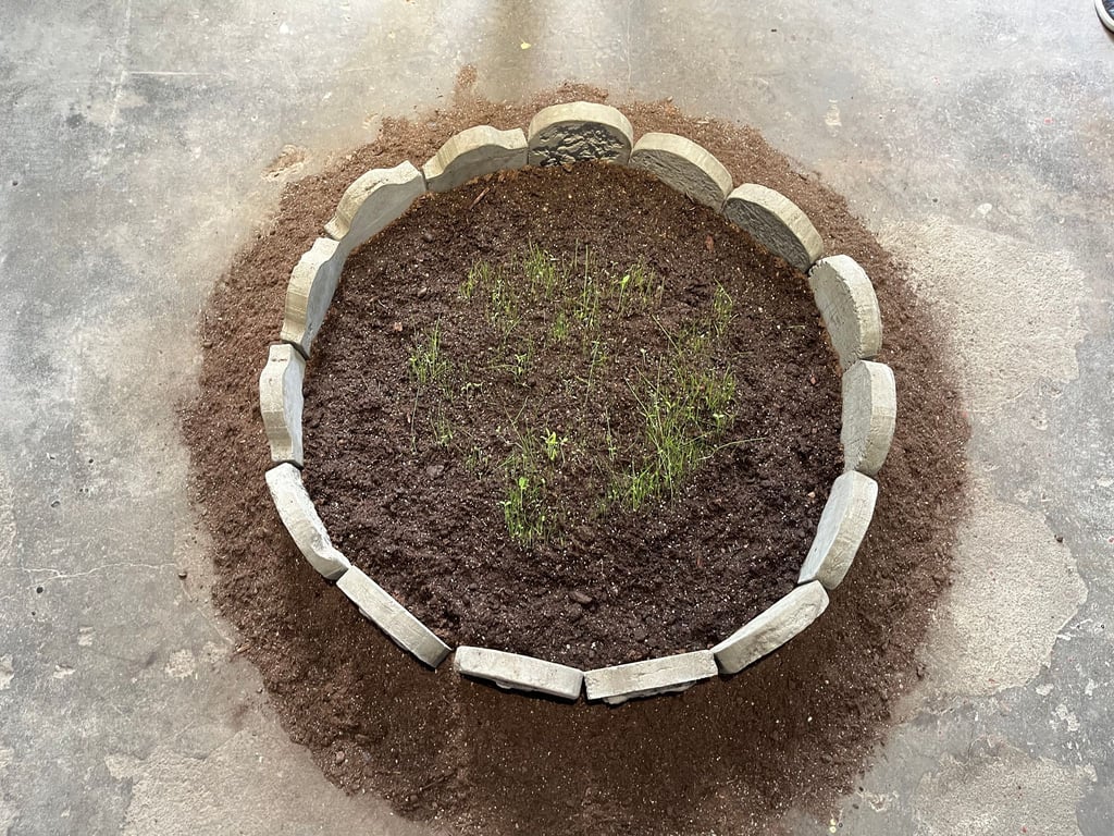 Die Arbeit „Flower Bed“ der ukrainischen Künstlerin Dasha Chechushkova in der Ausstellung „Woraus wir gemacht sind“ in Chemnitz.