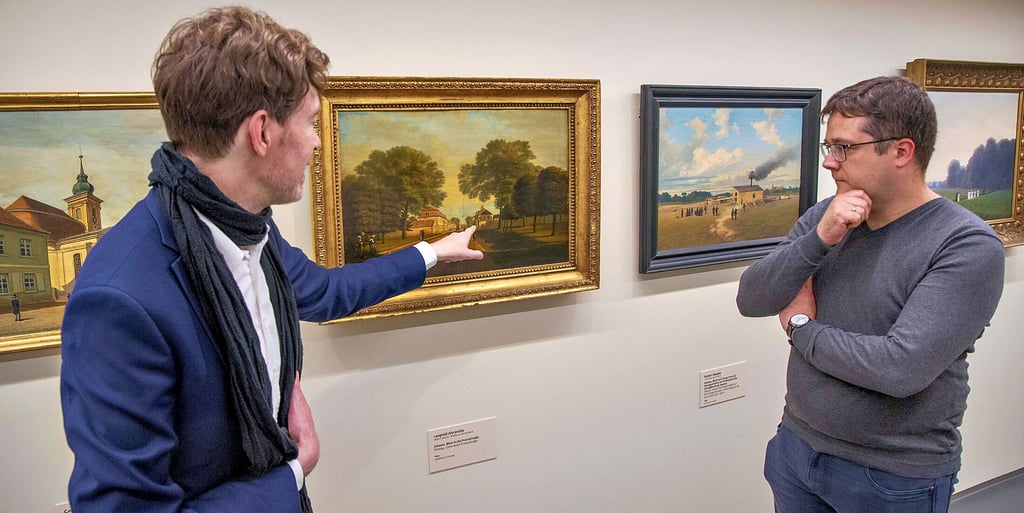 „Blick in die Franzstraße“ von Leopold Friedrich Ahrendts – das Gemälde ist in der Anhaltischen Gemäldegalerie zu sehen.