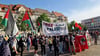Pro-Palästina-Veranstaltungen hat es in Halle in der Vergangenheit öfters gegeben, wie hier am 30. April 2024 auf dem Hallmarkt.