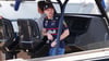 Max Verstappen kam per Boot im Fahrerlager von Monaco an.