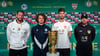 Mitch Kniat (l) und Mael Corboz (2.v.l) freuen sich auf das DFB-Pokalfinale.