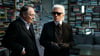 Designer Karl Lagerfeld im Gespräch mit dem Filmemacher Gero von Boehm (links).