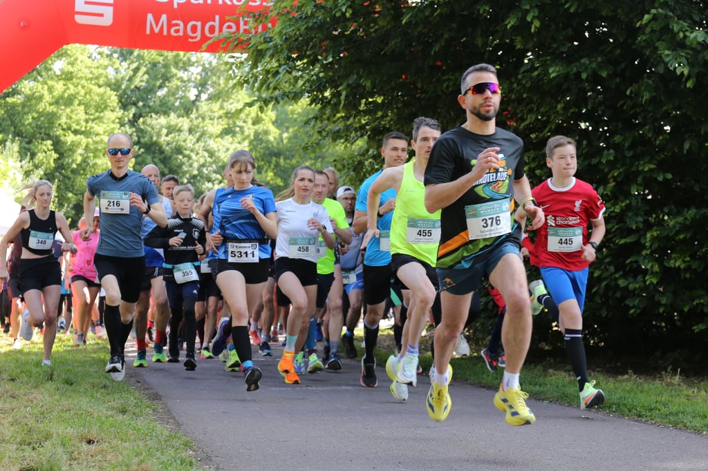 Start für den 4,6 Kilometer-Lauf: Die Premiere des Schrotelaufs in Magdeburg war ein Erfolg.