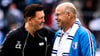 Cheftrainer und Präsident vom 1. FC Magdeburg: Christian Titz (li.) und Jörg Biastoch.