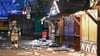 Der Magdeburger Weihnachtsmarkt am Abend nach dem Anschlag am 20. Dezember 2024.