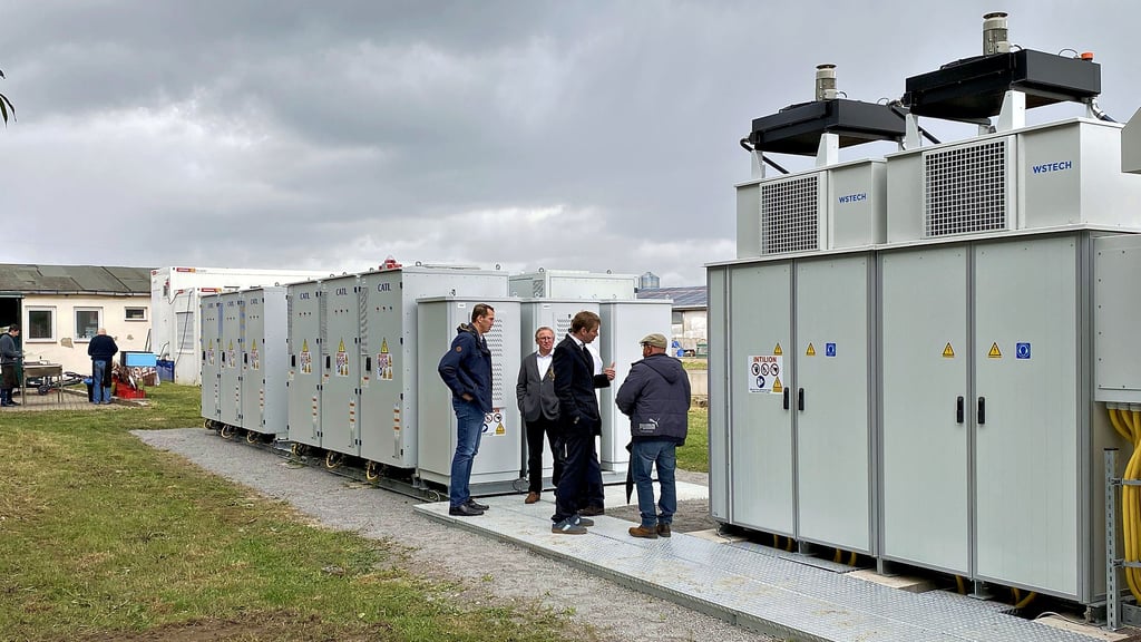 Der neue Batteriespeicher auf dem Elbauenhof in Parey wurde offiziell eingeweiht. Er verarbeitet Energie aus Solarkraft und Biogasanlage.