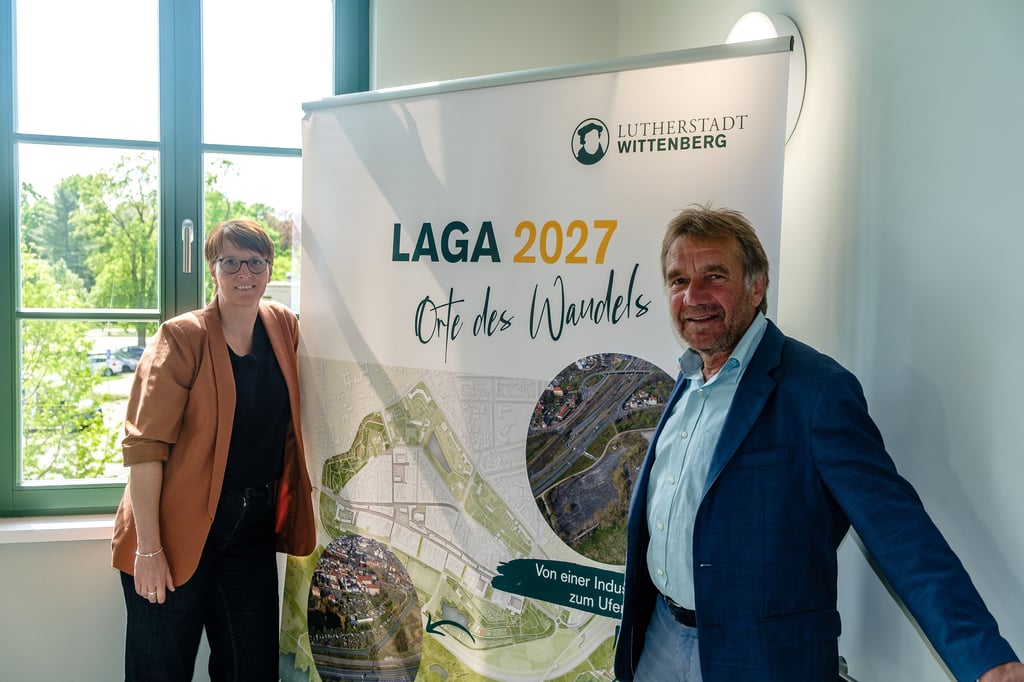 Sie sollen die Blüten-Expo organisieren: Sandra Stiller und Michael Steinland, Chefs der Wittenberger Laga-Gesellschaft.