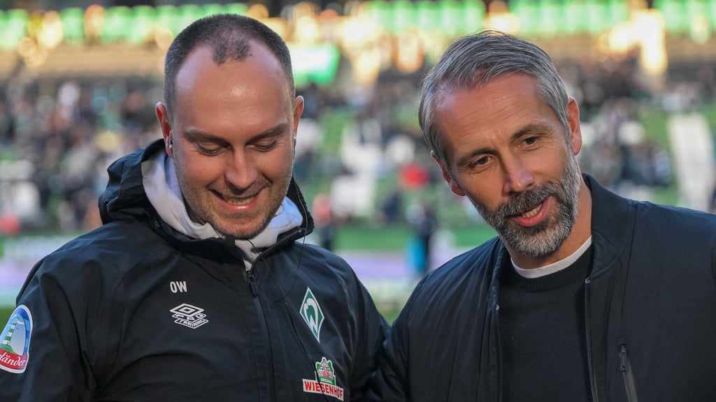 Werder-Trainer Ole Werner (l.) und Ex-RB-Coach Marco Rose