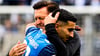 Livan Burcu bei seinem Abschied vom 1. FC Magdeburg: Arm in Arm mit FCM-Cheftrainer Christian Titz.
