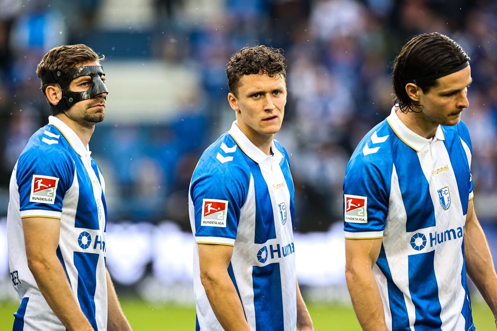 Alexander Nollenberger, Martijn Kaars und Jean Hugonet (v.l.) vom 1. FC Magdeburg.