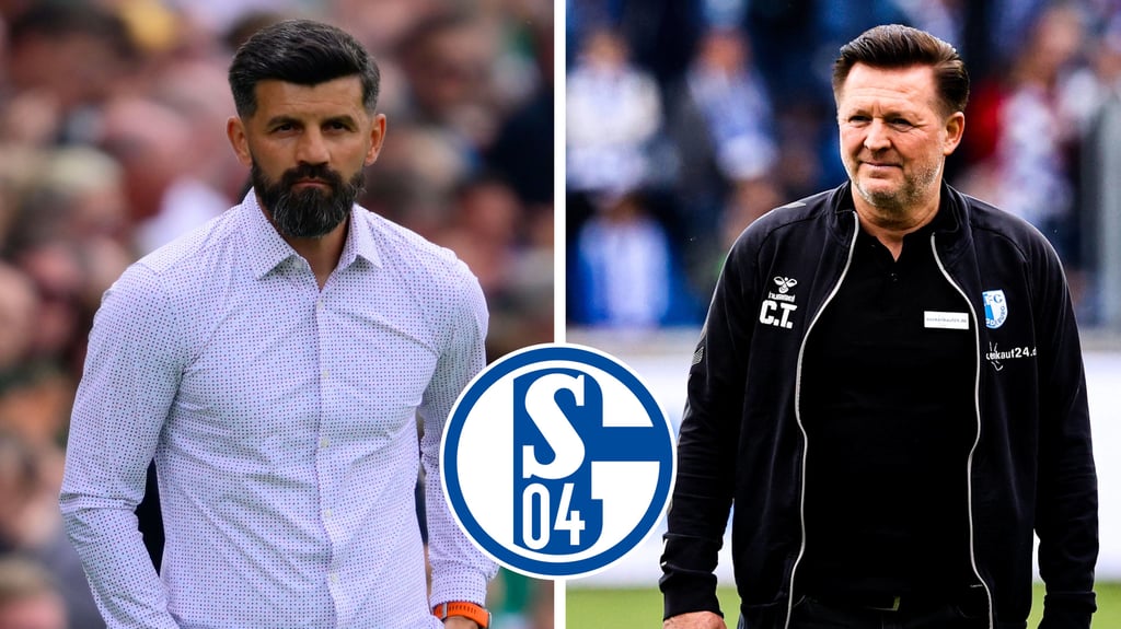 Miron Muslic (li.) ist neuer Trainer bei Schalke 04. FCM-Cheftrainer Christian Titz galt eigentlich als Top-Kandidat für den Posten.