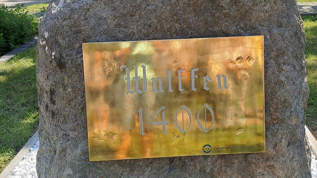 Der Findling mit der Aufschrift "Wulffen 1400"