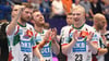 Auch dank der elf Tore von Philipp Weber (l.) hatten Albin Lagergren (M.) und Magnus Saugstrup nach dem Spiel im Lemgo gute Laune.