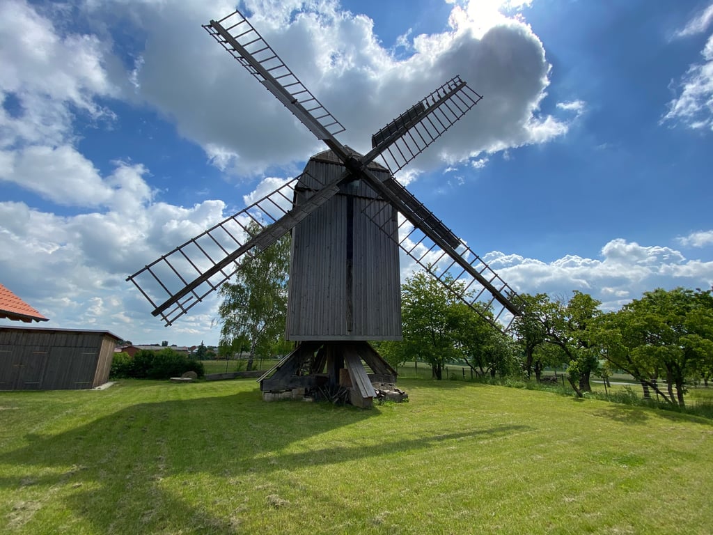 Die Bockwindmühle in Sargstedt (Landkreis Harz) ist Pfingstsonntag und -montag zugänglich, für Verpflegung der Besucher wird gesorgt sein.