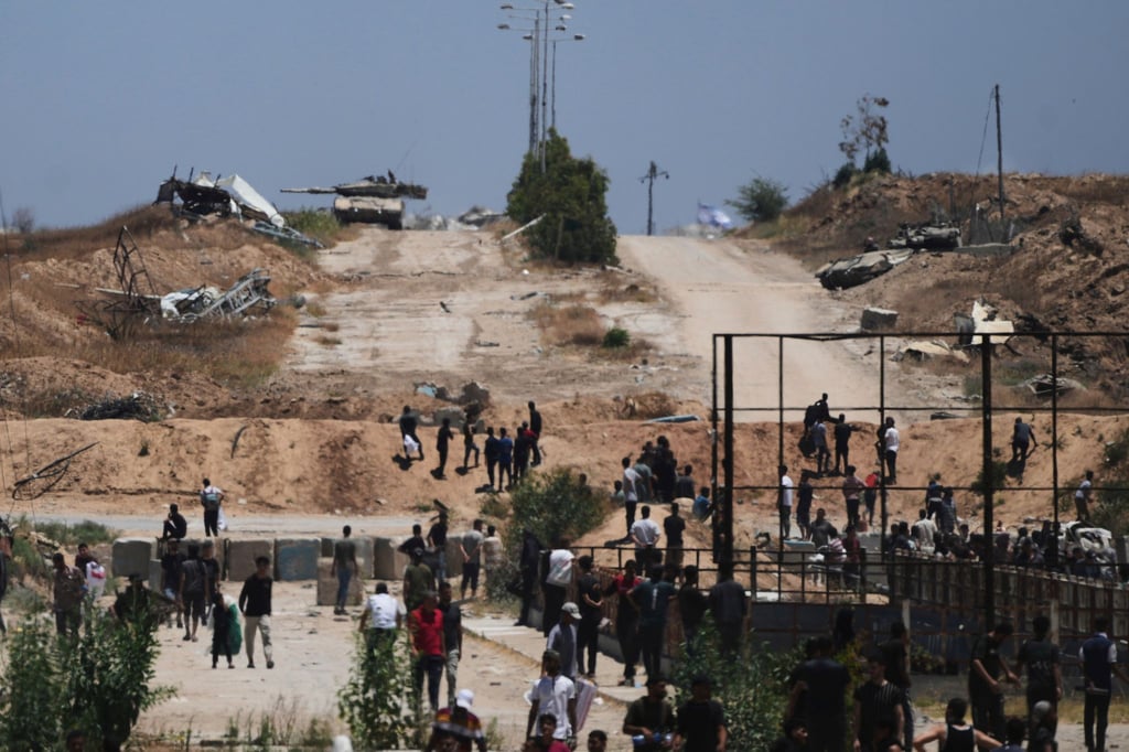 Ein Gebiet bei einem Verteilungszentrum im südlichen Gazastreifen