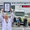 Fahrer Marco Hellgrewe war mit dem E-Lkw 124,7 Kilometer im Rückwärtsgang auf der Rennstrecke unterwegs.