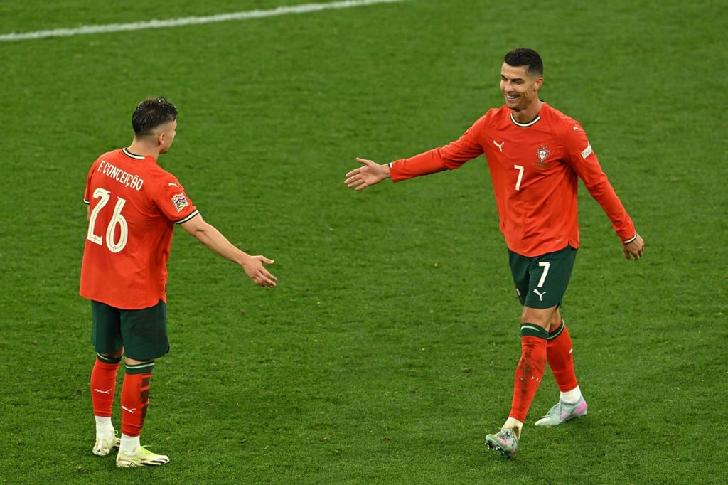 Francisco Conceição (l) und Cristiano Ronaldo, die Matchwinner für Portugal.