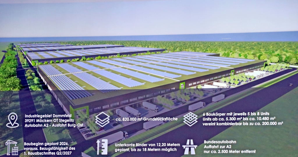 Auszug aus der im Bauausschuss Möckern vorgestellten Präsentation zur Erweiterung des bestehenden Gewerbegebietes in Möckern Stegelitz.