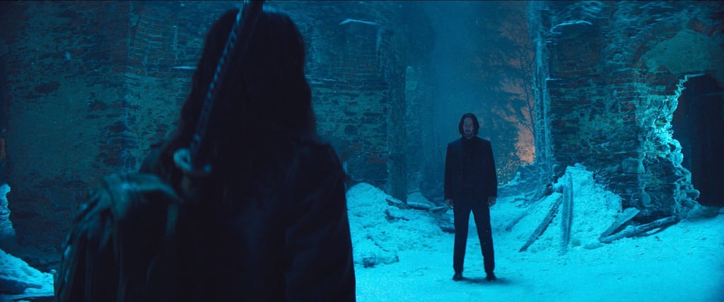 Ana de Armas als Eve und Keanu Reeves als John Wick in einer Szene des Films „From the World of John Wick: Ballerina“.