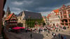 Der Marktplatz von Quedlinburg. Mit ihrer historischen Bausubstanz ist die Stadt ein Anziehungspunkt für Touristen. 