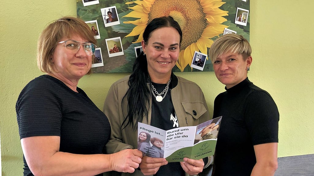 Kerstin Wiegand, die neue Chefin Ina Vollmann und Claudia Lüttich (v.l.) vom Pflegedienst Vollmann in Niederröblingen.