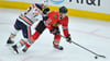 Lance Bouma (r.) im Jahr 2017 für die Chicago Blackhawks.
