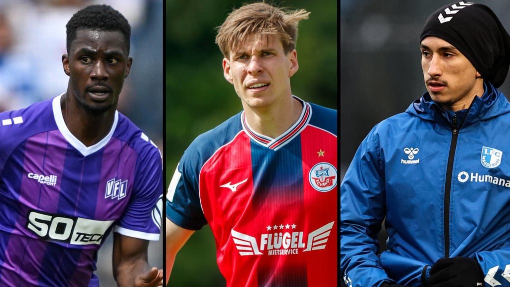 Maxwell Gyamfi, Alexander Rossipal und Jason Ceka (v.l.) wechseln zur Saison 2025/26 ihre Vereine.