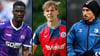 Maxwell Gyamfi, Alexander Rossipal und Jason Ceka (v.l.) wechseln zur Saison 2025/26 ihre Vereine.