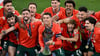 Cristiano Ronaldo (M.) genoss Portugals Triumph bei der Nations League sichtlich.