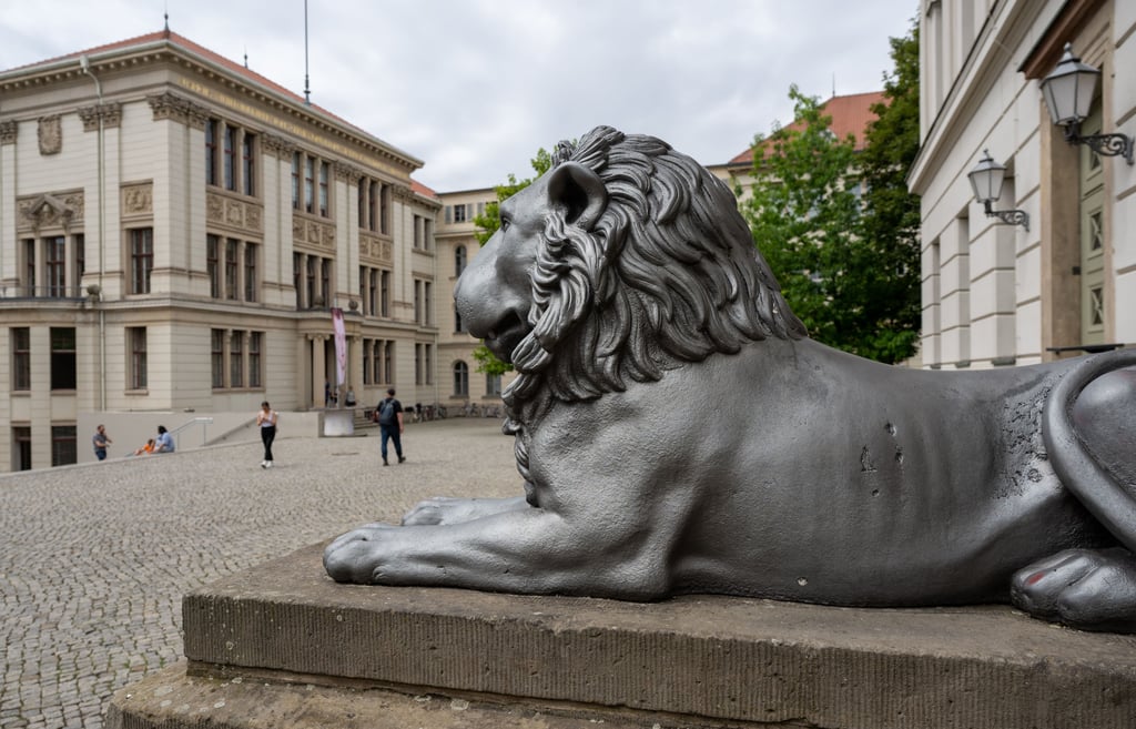 Das Löwengebäude der Martin-Luther-Universität Halle-Wittenberg. Als erste Uni in Sachsen-Anhalt überhaupt hat die Einrichtung eine Exzellenzförderung erreicht.