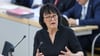 Sachsen-Anhalts Bildungsministerin Eva Feußner (CDU) bei ihrer Regierungserklärung im Landtag. 