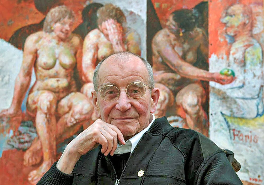 Vor einem seiner Werke: 2007 ist der Preis der Initiatoren dem Maler Willi Sitte (1921–2013) verliehen worden.