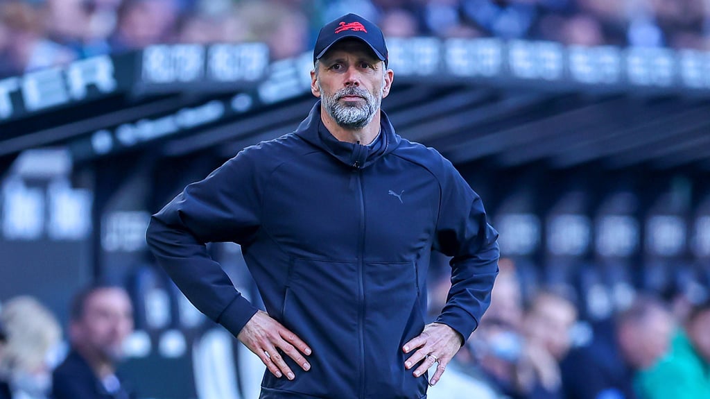 Marco Rose bei RB Leipzig an der Seitenlinie.