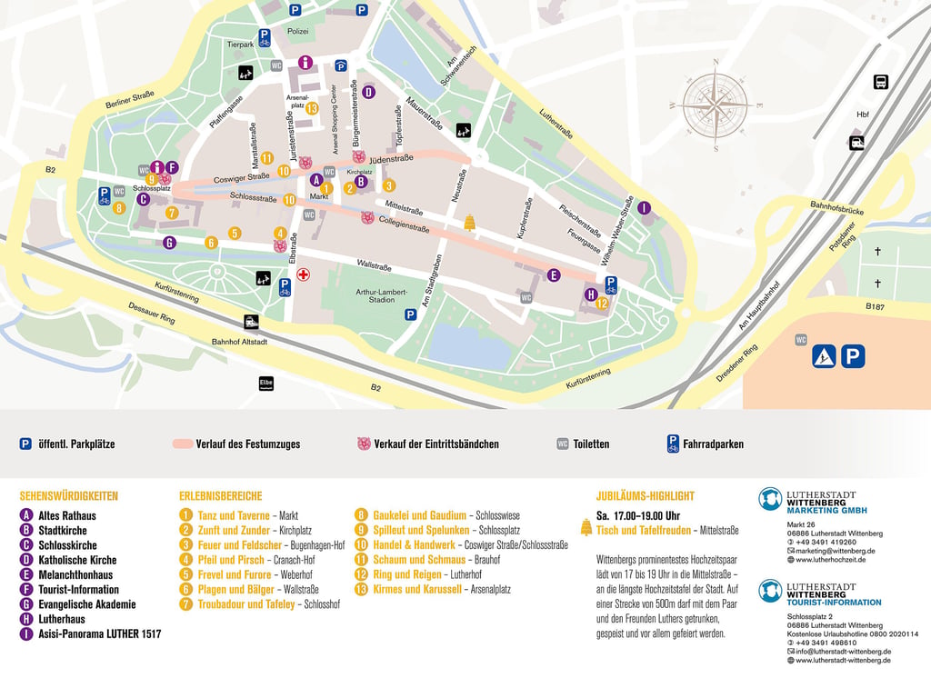 Der Lageplan für das Wittenberger Stadtfest Luthers Hochzeit.