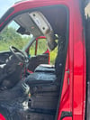 Das Fahrerhaus des Transporters wurde bei dem Brand auf der A38 bei Bad Lauchstädt Mitleidenschaft gezogen.
