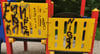 Offenbar politisch motivierte Schmierereien an Spielgeräten im Park des Friedens in Salzwedel.