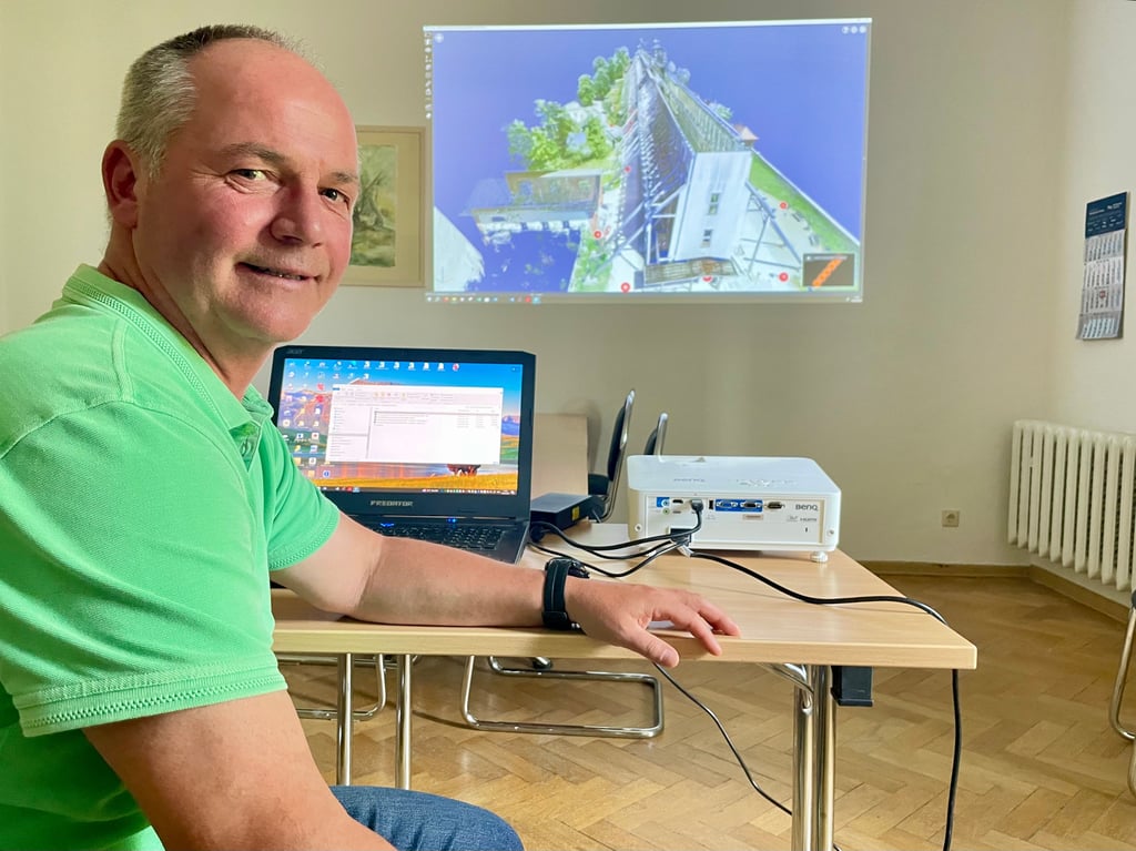 Bernd Jenrich, Vermesser mit dem 3D-Scan des Gradierwerks.