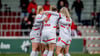 Die Frauen von RB Leipzig bejubeln ein Tor.