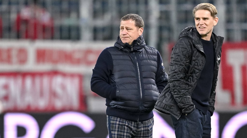 Bayerns sportliche Leitung Max Eberl (l.) und Christoph Freund