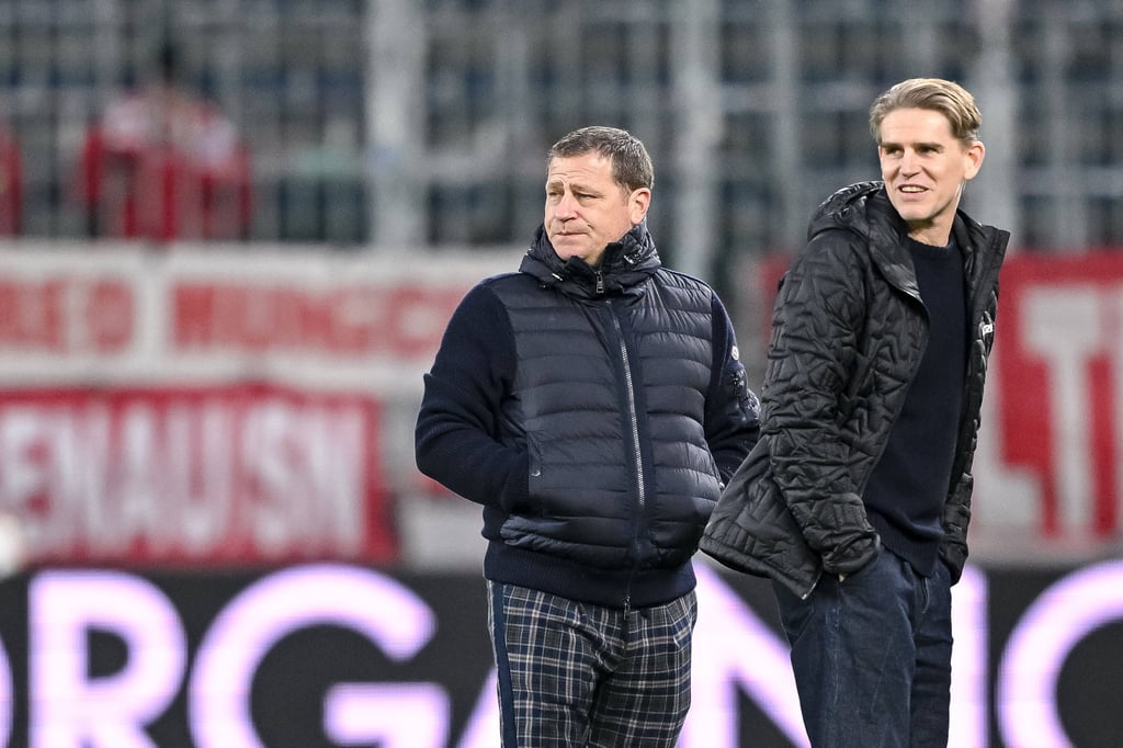 Bayerns sportliche Leitung Max Eberl (l.) und Christoph Freund