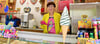 Annette Wegener in ihrem großen Süßigkeitenwagen. 