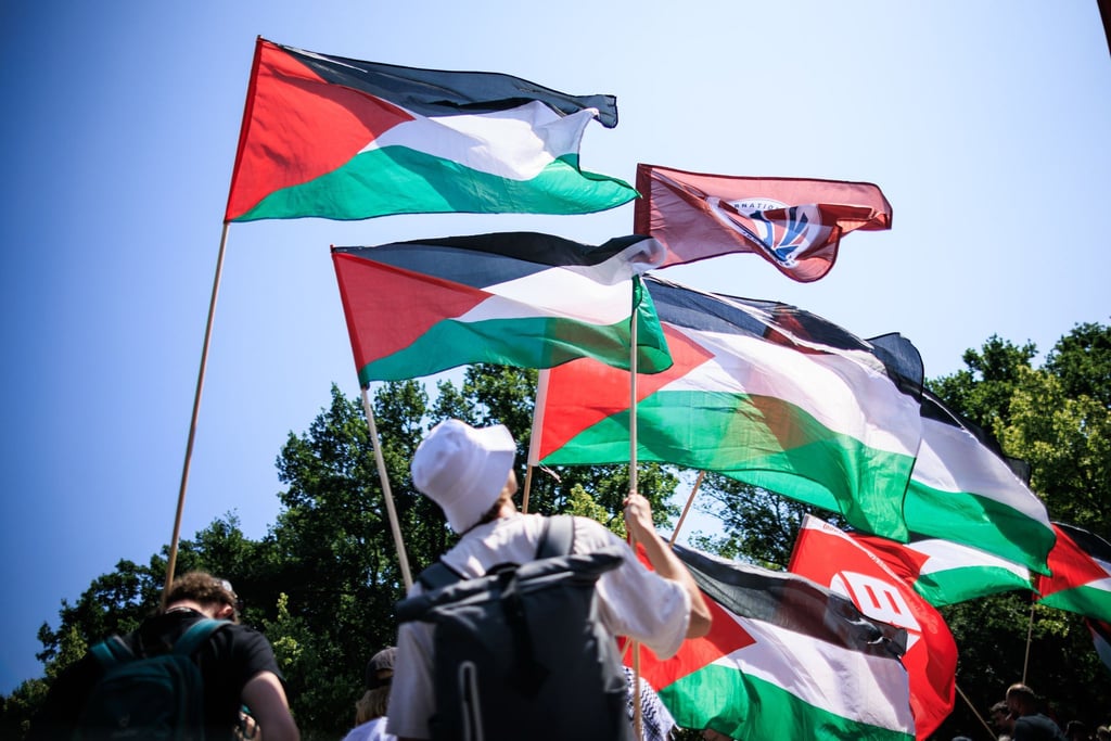 Zahlreiche Menschen hatten Flaggen dabei.
