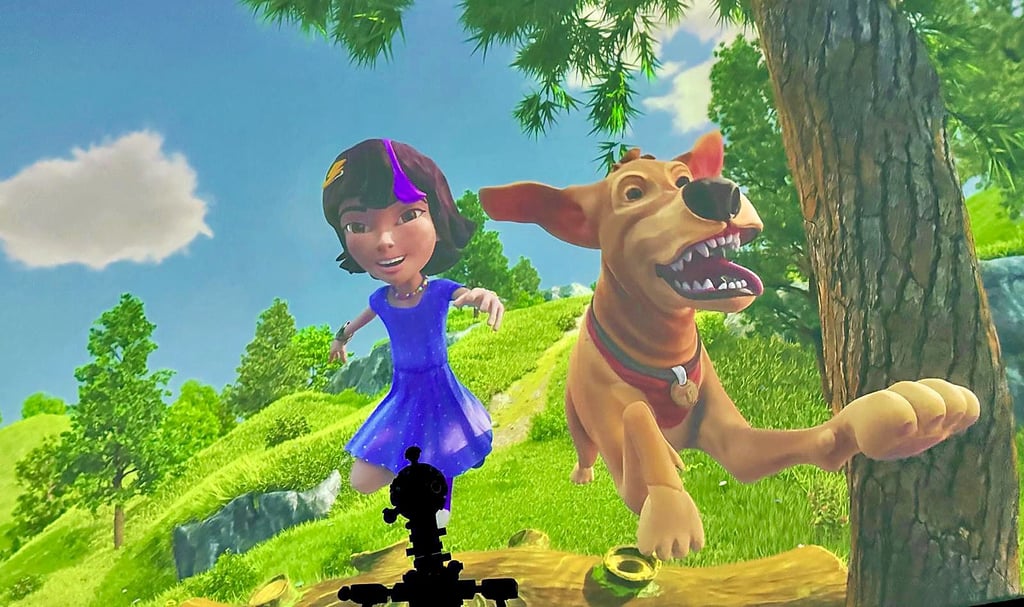 Vergnügte Entdecker: Mia und ihr Hund Theo sind die Helden der neuen Show im Planetarium Halle.