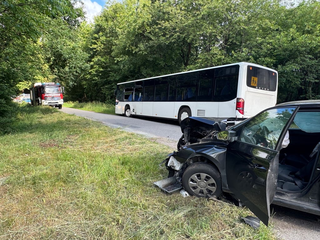 Auf dem Weg zur Schule stoßen ein Schulbus und ein Pkw im Emsland zusammen. Drei Kinder werden leicht verletzt.