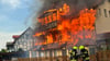 Die Balkonfront einer ehemaligen Pension im Quedlinburger Ortsteil Bad Suderode fing Feuer.