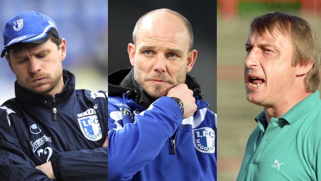 Steffen Baumgart, Ronny Thielemann und Joachim Streich (v.l.) - allesamt ehemalige Trainer beim 1. FC Magdeburg.