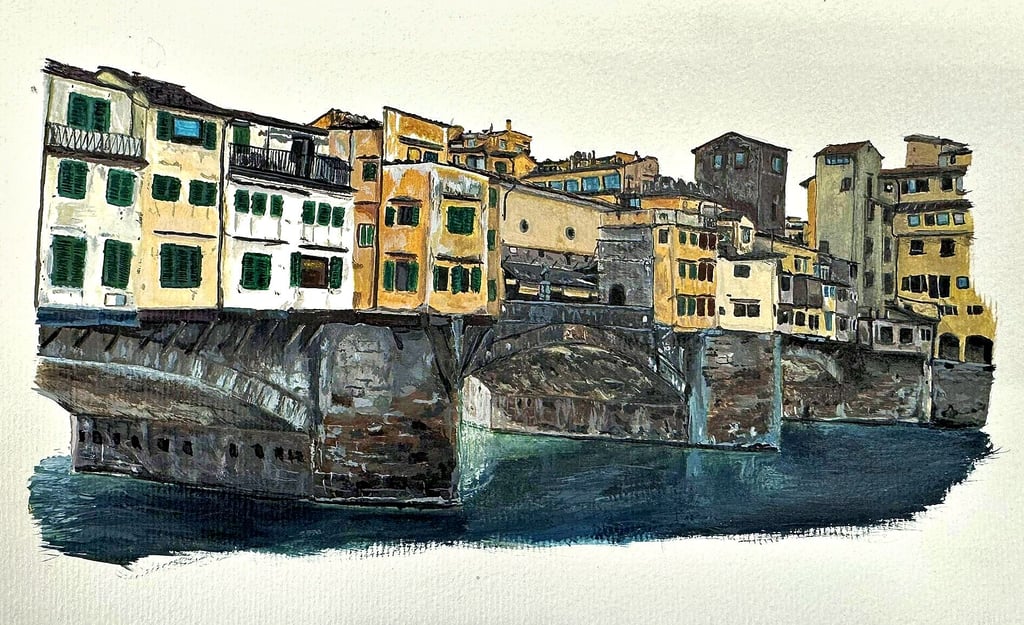 Lilly Cathleen Waldau investierte viel Zeit und Mühe, um die berühmte Ponte Vecchio in Florenz zu malen.