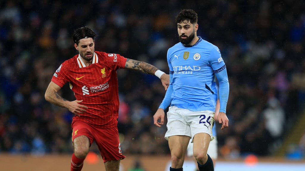 Die zwei ehemaligen RB-Spieler Dominik Szoboszlai (Liverpool, l.) und Man Citys Josko Gvardiol